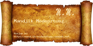 Mandjik Modesztusz névjegykártya